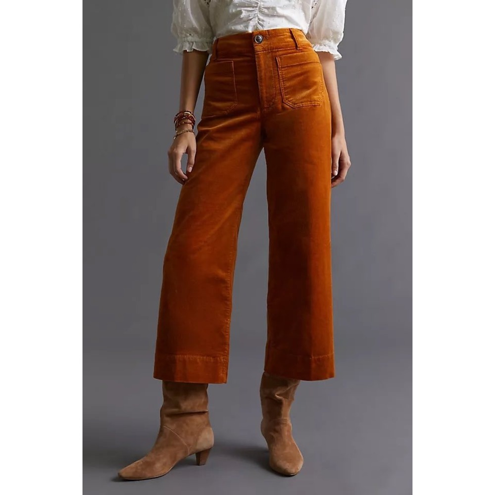 Maeve Anthropologie The Colette Pants Womens 28 Rust Orange Excellent Wide Leg